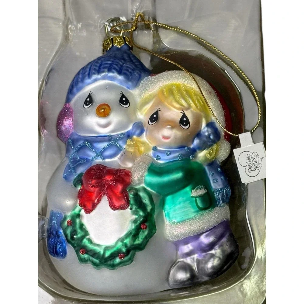 Precious Moments Blown Glass Ornament – Girl With Snowman‎ BRANDNEW!